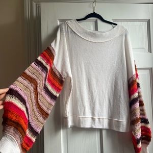 Free People Colorful Bell Sleeve Sweater